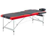 vidaXL Skladací masážny stôl s 3 zónami, hliník, čierno červený - cena, porovnanie