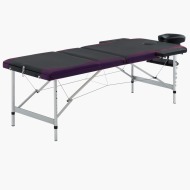 vidaXL Skladací masážny stôl s 3 zónami, hliník, čierno fialový - cena, porovnanie