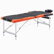 vidaXL Skladací masážny stôl s 3 zónami, hliník, čierno oranžový - cena, porovnanie