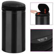 vidaXL Automatický odpadkový kôš, senzor 50 l, uhlíková oceľ, čierny - cena, porovnanie