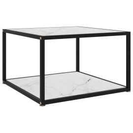 vidaXL Čajový stolík biely 60x60x35 cm tvrdené sklo