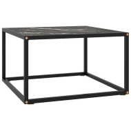 vidaXL Čajový stolík čierny s čiernym mramorovým sklom 60x60x35 cm - cena, porovnanie