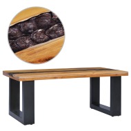 vidaXL Konferenčný stolík 100x50x40 cm masívne teakové drevo a polyresin - cena, porovnanie
