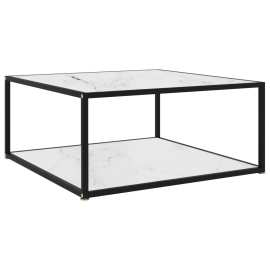 vidaXL Konferenčný stolík, biely 80x80x35 cm, tvrdené sklo