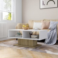 vidaXL Konferenčný stolík biely a dubový 103,5x50x44,5 cm drevotrieska - cena, porovnanie