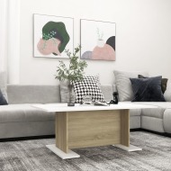 vidaXL Konferenčný stolík biely a dub sonoma 103,5x60x40 cm drevotrieska - cena, porovnanie