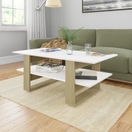 vidaXL Konferenčný stolík biely a dub sonoma 110x55x42 cm drevotrieska - cena, porovnanie