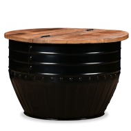 vidaXL Konferenčný stolík, masívne recyklované drevo, biely, tvar sudu - cena, porovnanie