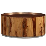 vidaXL Konferenčný stolík, masívne sheeshamové drevo a oceľ, 68 cm - cena, porovnanie