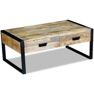 vidaXL Konferenčný stolík s 2 zásuvkami, masívne mangové drevo, 100x60x40 cm - cena, porovnanie