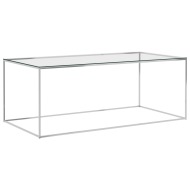 vidaXL Konferenčný stolík strieborný 120x60x45 cm nehrdzavejúca oceľ a sklo - cena, porovnanie