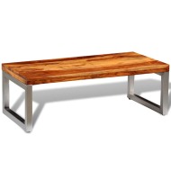 vidaXL Konferenčný stolík z dreveného masívu sheesham s oceľovými nohami - cena, porovnanie