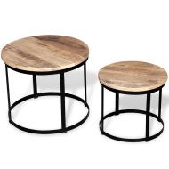 vidaXL Konferenčný stolík zo surového mangového dreva, 2 ks, okrúhly, 40 cm/50 cm - cena, porovnanie