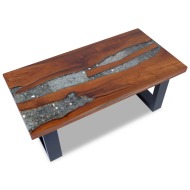 vidaXL Konferenčný stolík z teakového dreva a živice, 100 x 50 cm - cena, porovnanie