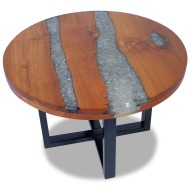 vidaXL Konferenčný stolík z teakového dreva a živice, 60 cm - cena, porovnanie
