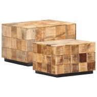 vidaXL Konferenčné stolíky 2 ks blokový dizajn surové mangovníkové drevo - cena, porovnanie