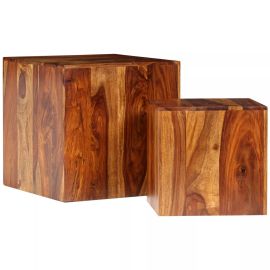vidaXL Konferenčné stolíky, 2 ks, masív sheeshamové drevo, 40x40x40 cm