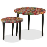 vidaXL Konferenčné stolíky s chindi prepletanými detailmi 2ks viacfarebné - cena, porovnanie