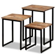 vidaXL Stohovateľné konferenčné stolíky, 3 kusy, recyklované teakové drevo - cena, porovnanie