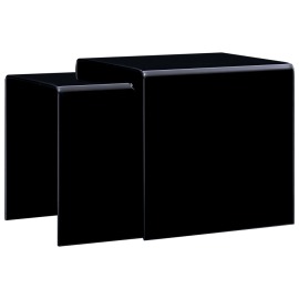 vidaXL Zasúvacie konferenčné stolíky 2 ks čierne 42x42x41,5 cm tvrdené sklo