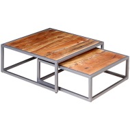 vidaXL Dvojdielna sada konferenčných stolíkov, masívne akáciové drevo - cena, porovnanie
