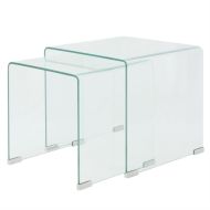 vidaXL Sada 2 zasúvacích stolíkov z tvrdeného skla, priehľadné - cena, porovnanie
