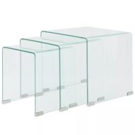 vidaXL Sada 3 stolíkov z tvrdeného skla, priehľadné - cena, porovnanie