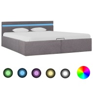 vidaXL  Hydraulický posteľný rám+úložný priestor s LED hnedo-sivý 160x200 cm - cena, porovnanie
