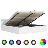 vidaXL  Hydraulický posteľný rám+úložný priestor a LED biely umelá koža 160x200 cm