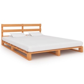 vidaXL Paletový posteľný rám, hnedý, borovicový masív 200x200 cm