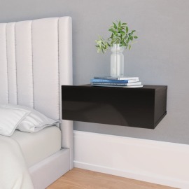 vidaXL Nástenný nočný stolík lesklý čierny 40x30x15 cm drevotrieska