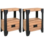vidaXL Nočné stolíky 2 ks 40x30x54 cm masívne akáciové drevo a oceľ - cena, porovnanie