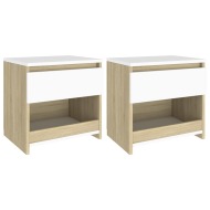 vidaXL Nočné stolíky 2 ks biele a dub sonoma 40x30x39 cm drevotrieska - cena, porovnanie