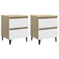 vidaXL Nočné stolíky 2 ks biele a dub sonoma 40x35x50 cm drevotrieska - cena, porovnanie