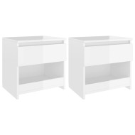 vidaXL Nočné stolíky 2 ks lesklé biele 40x30x39 cm drevotrieska - cena, porovnanie