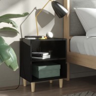vidaXL Nočné stolíky 2 ks nohy z dreva lesklé čierne 40x30x50 cm - cena, porovnanie