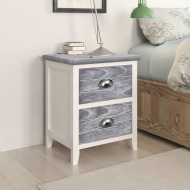 vidaXL Nočný stolík, sivo biely 38x28x45 cm, drevo paulovnie - cena, porovnanie