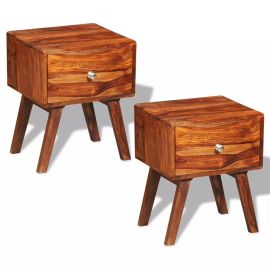 vidaXL Nočný stolík 2 ks s 1 zásuvkou 55 cm, drevený masív sheesham