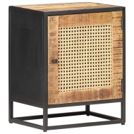vidaXL Nočný stolík 40x30x50 cm surové mangovníkové drevo a rákos - cena, porovnanie