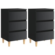 vidaXL Nočné stolíky s drevenými nohami 2 ks lesklé čierne 40x35x69 cm - cena, porovnanie