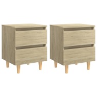 vidaXL Nočné stolíky s nohami z masívneho borovicového dreva 2 ks dub sonoma 40x35x50 cm - cena, porovnanie