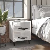 vidaXL Nočný stolík nohy z kovu lesklý biely 40x30x50 cm - cena, porovnanie