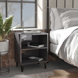 vidaXL Nočný stolík nohy z kovu lesklý sivý 40x30x50 cm