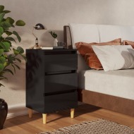 vidaXL Nočný stolík nohy z masívneho dreva lesklý čierny 40x35x69cm - cena, porovnanie