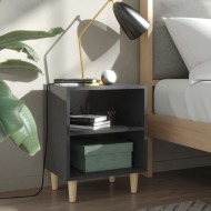 vidaXL Nočný stolík nohy z masívneho dreva lesklý sivý 40x30x50 cm - cena, porovnanie