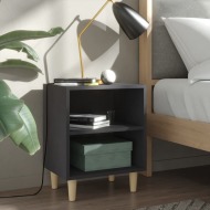vidaXL Nočný stolík nohy z masívneho dreva sivý 40x30x50 cm - cena, porovnanie