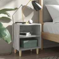 vidaXL Nočný stolík nožičky z masívneho dreva betónový sivý 40x30x50cm - cena, porovnanie