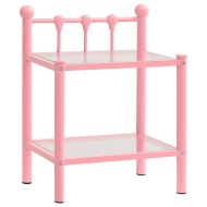 vidaXL Nočný stolík ružový a priehľadný 45x34,5x60,5 cm kov a sklo - cena, porovnanie