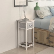 vidaXL  Nočný stolík s 1 zásuvkou, sivý a biely - cena, porovnanie