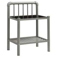 vidaXL Nočný stolík sivý a čierny 45x34,5x62,5 cm kov a sklo - cena, porovnanie